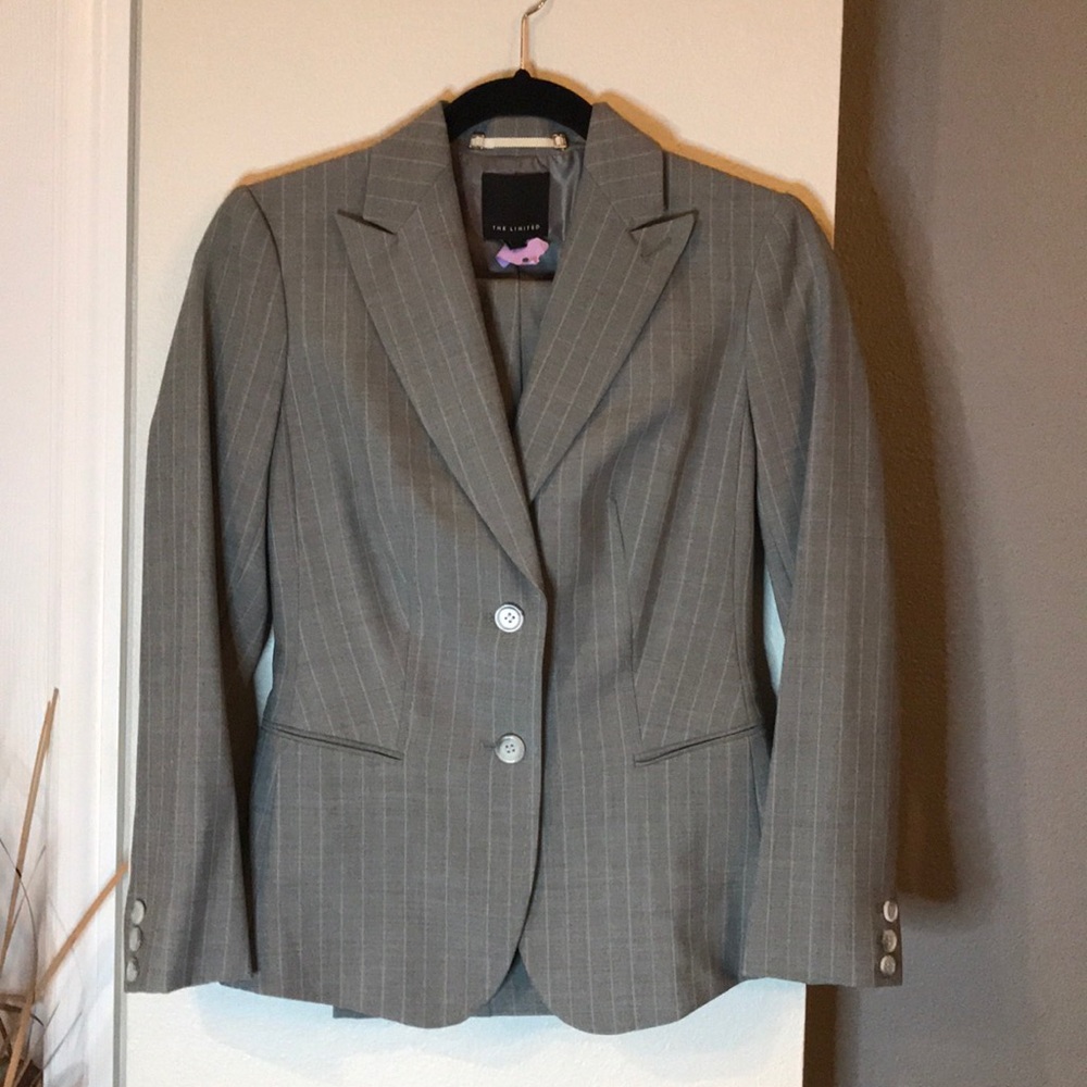 The Limited Light Gray Pinstripe Women's Blazer